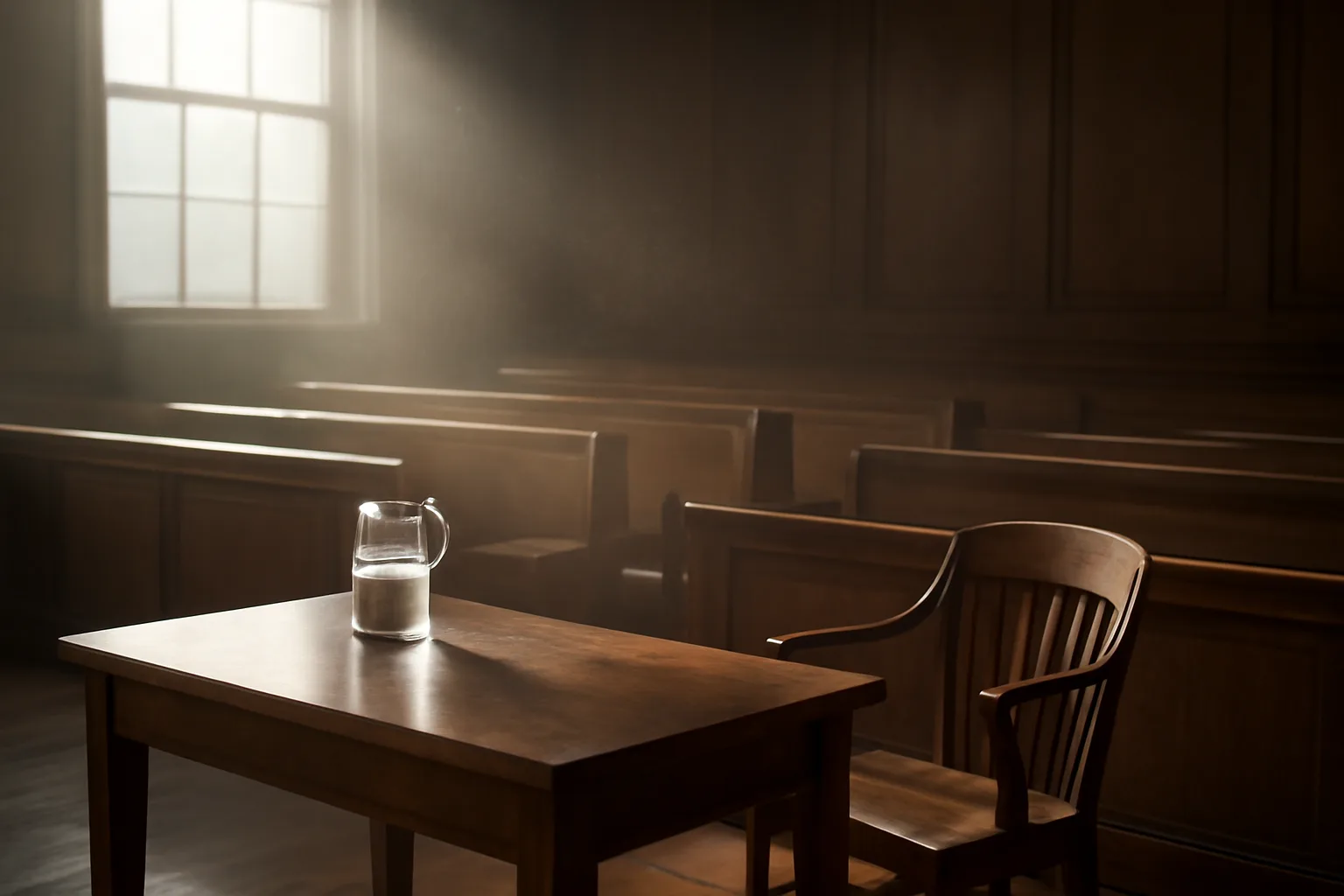 Empty Boise courtroom benches where Idaho court interpreters work