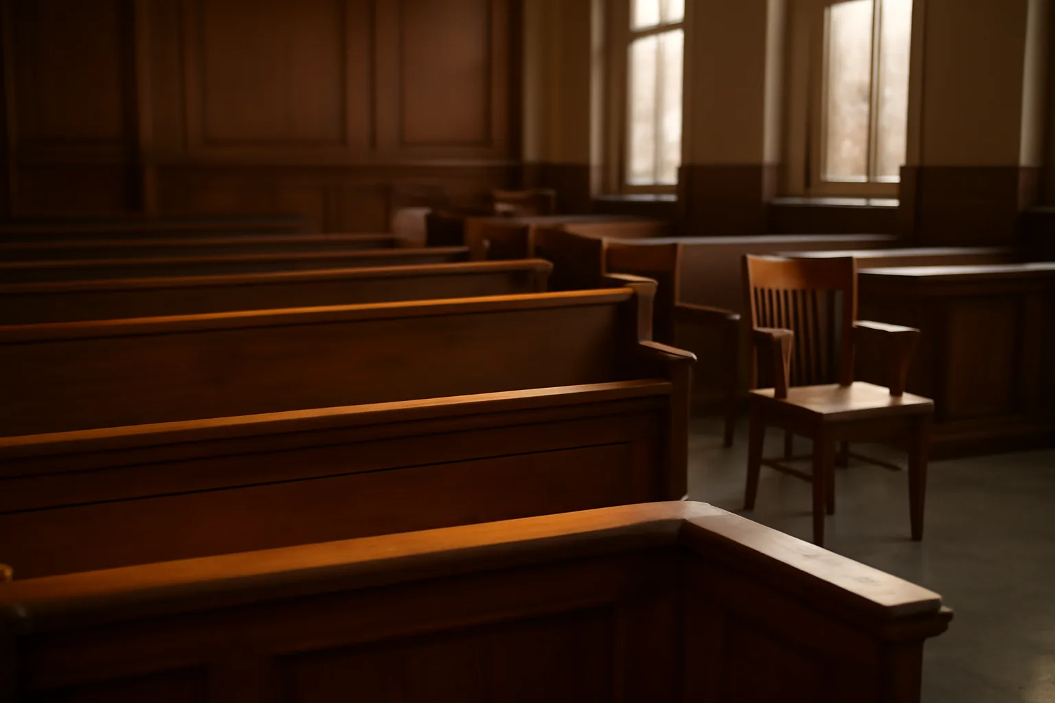 Empty Wilmington courtroom where a Delaware court interpreter would work