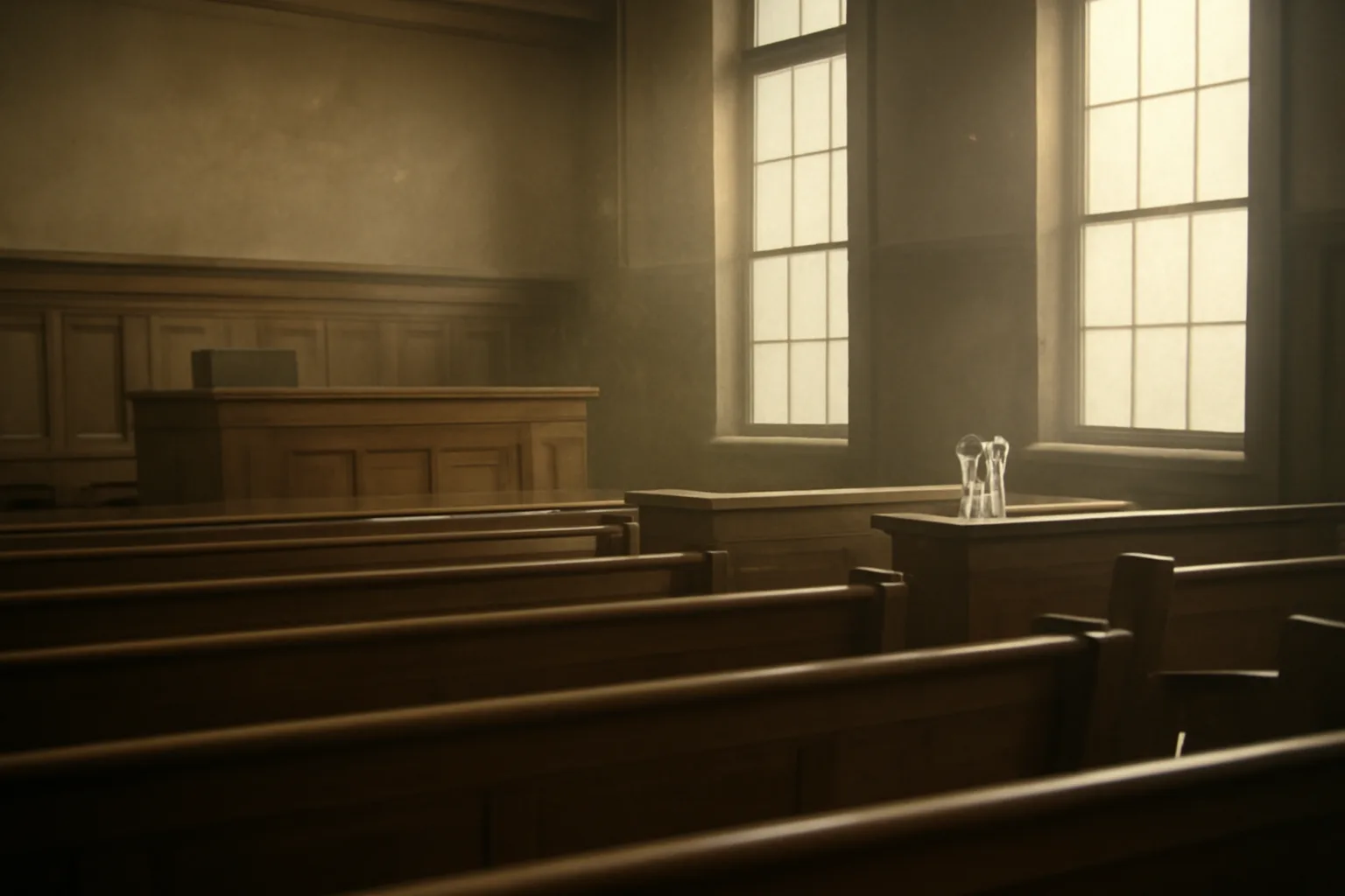 Sunlit empty Boise courtroom used for Idaho court interpreter hearings