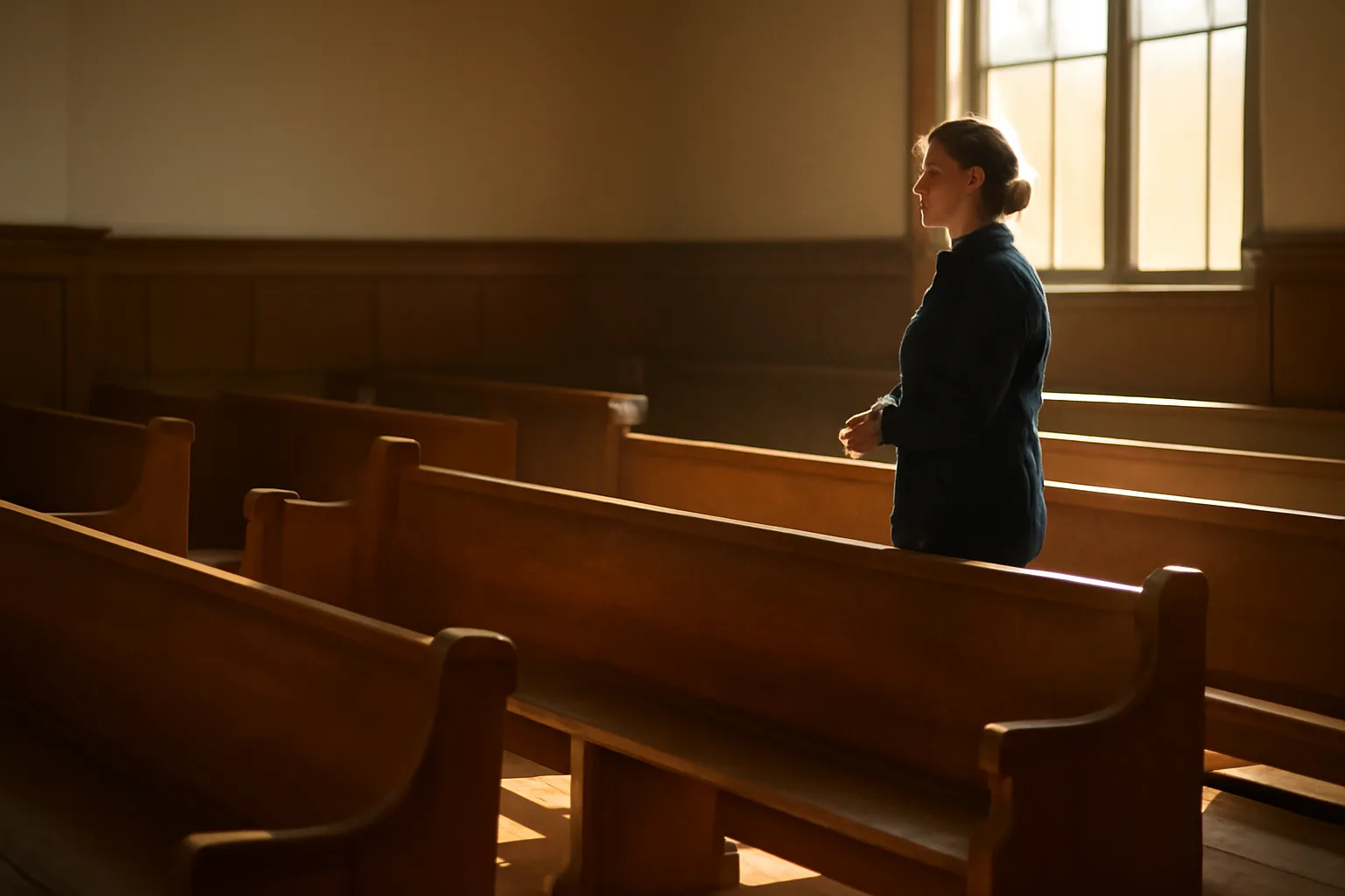 Interpreter standing in an empty Boise courtroom before a hearing